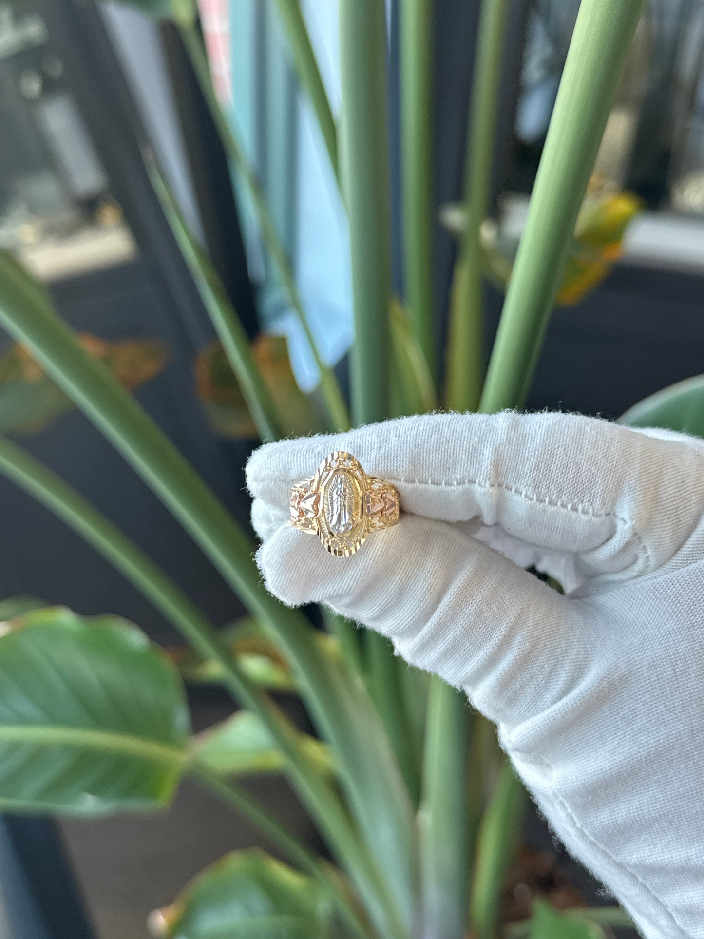 14k Yellow Gold Virgin Mary Ring - General Design Jewelers