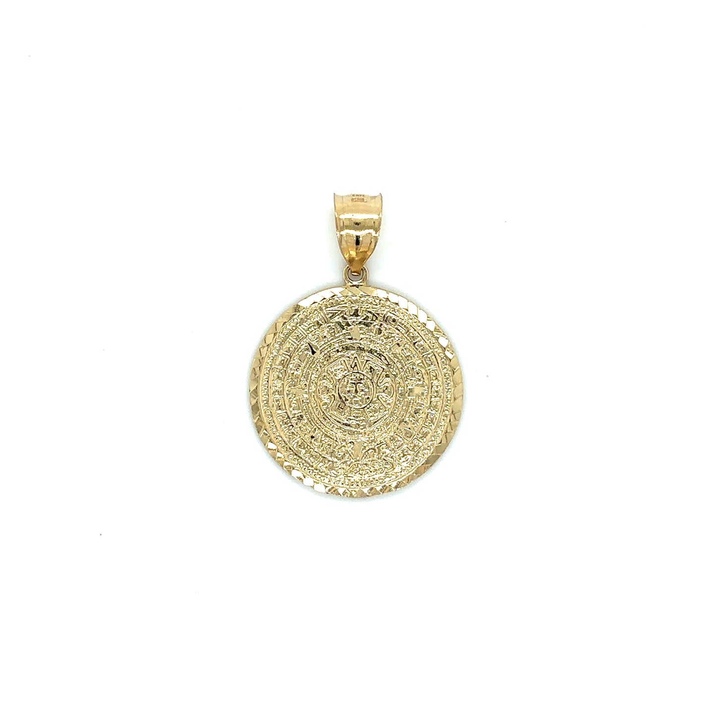 14k Yellow Gold Aztec Calendar Pendant | 1.15" - General Design Jewelers