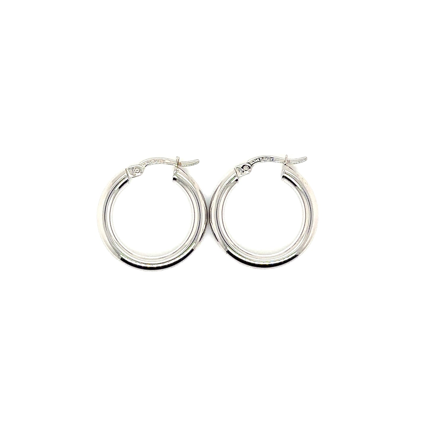 14k White Gold Plain Hoop Earrings | .75" - General Design Jewelers