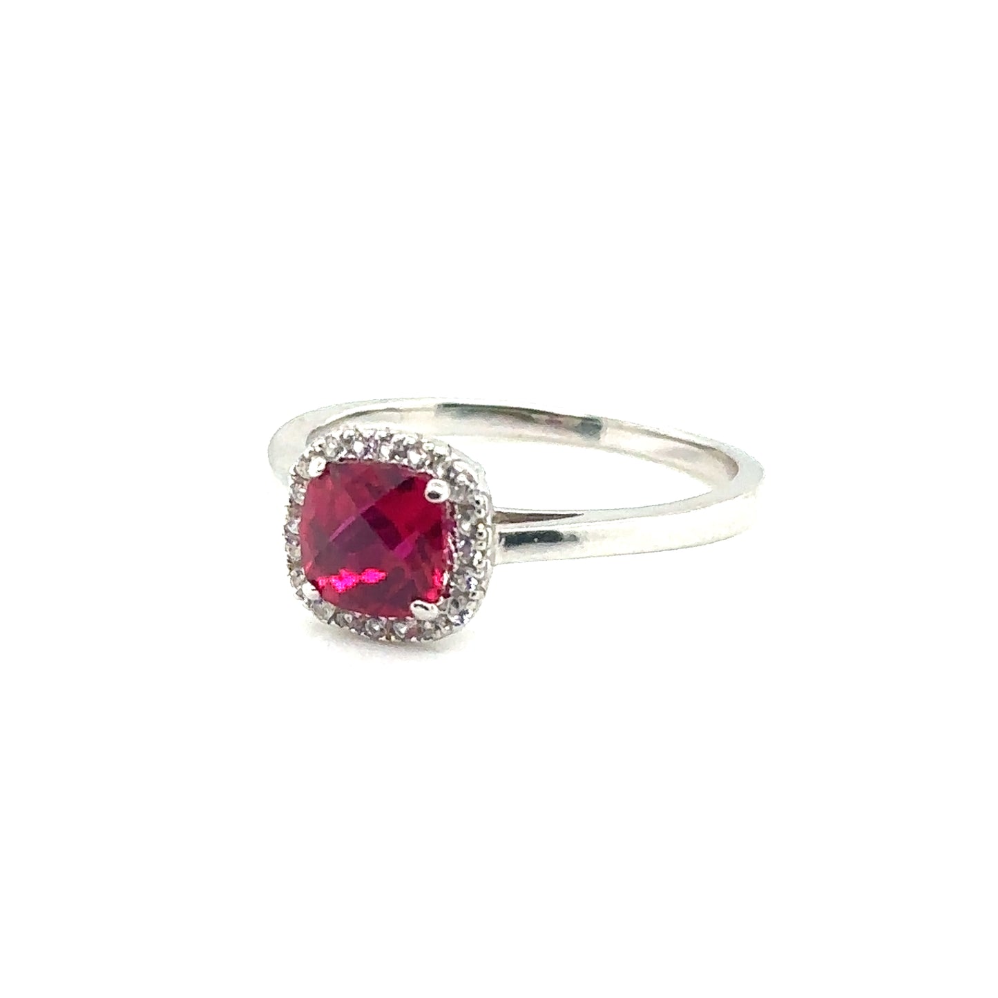 Sterling Silver Earring, Necklace, and Ring Set - July Ruby