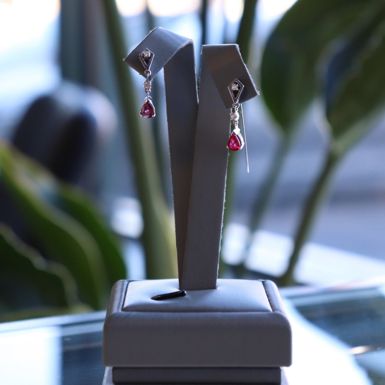 White Gold Ruby Earrings