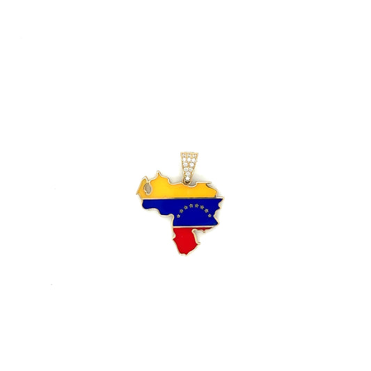 14k Yellow Gold Enameled Venezuela Pendant - General Design Jewelers