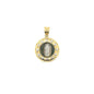 14k Two Tone Yellow and White Gold Flower Shaped Virgin Mary Charm - General Design Jewelers
