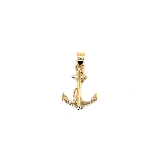 14k Yellow Gold Anchor With Rope Pendant - General Design Jewelers