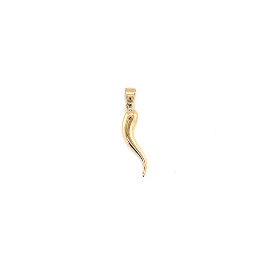14k Yellow Gold Italian Horn Pendant 1" - General Design Jewelers