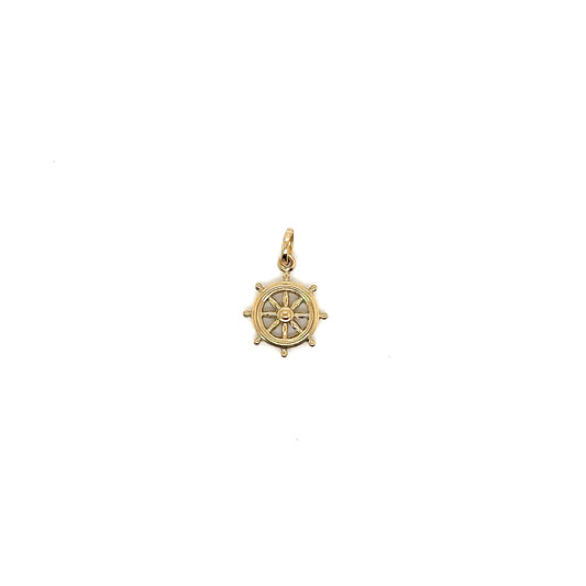 14k Yellow Gold Boat Helm Pendant - General Design Jewelers
