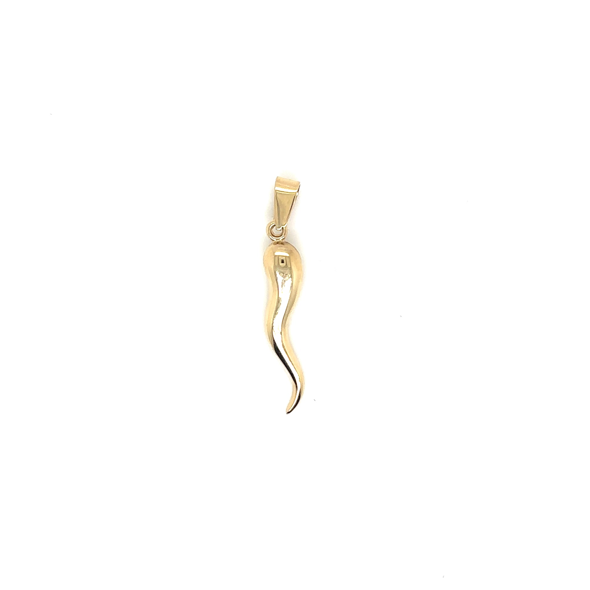 14k Yellow Gold Italian Horn Pendant 1.25" - General Design Jewelers