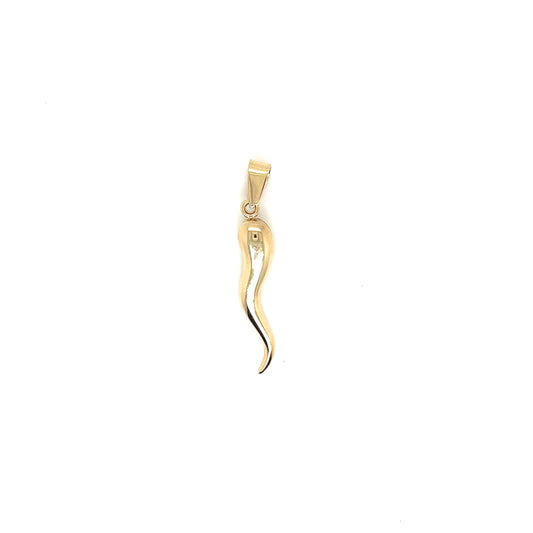 14k Yellow Gold Italian Horn Pendant 1.25" - General Design Jewelers