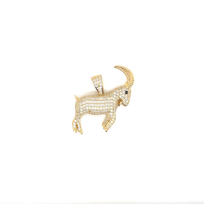 14k Yellow Gold Goat Pendant With Cubic Zirconium - General Design Jewelers