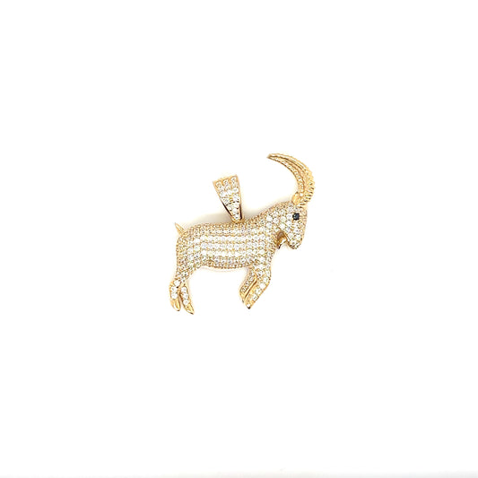 14k Yellow Gold Goat Pendant With Cubic Zirconium - General Design Jewelers