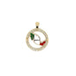 14k Yellow Gold Circle Enameled Mexico Pendant With Cubic Zirconium - General Design Jewelers