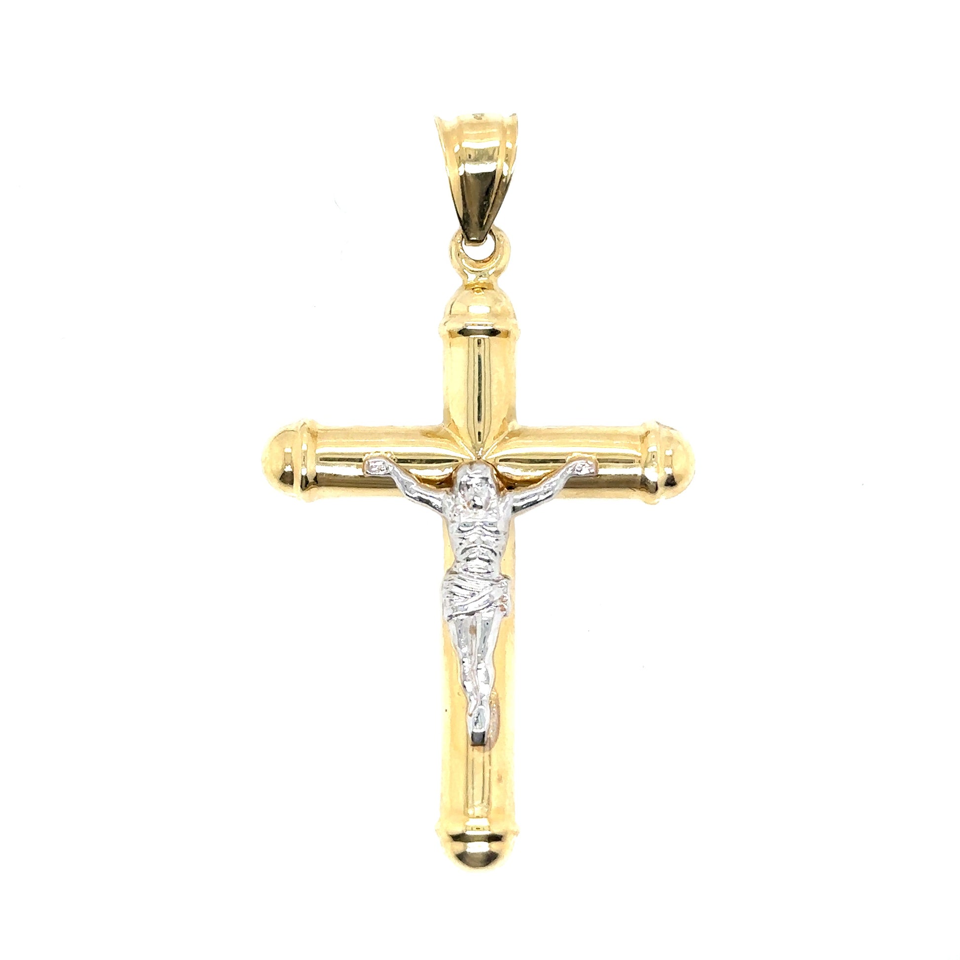 14k Two Tone Round Edge Large Cross - General Design Jewelers