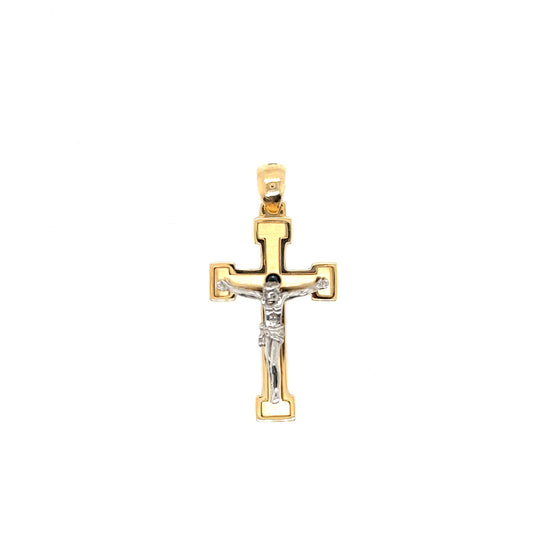 14k Two Tone Gold Stone Inlay Cross - General Design Jewelers