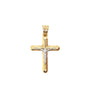 14k Two Tone Gold Round Edge Small Cross - General Design Jewelers