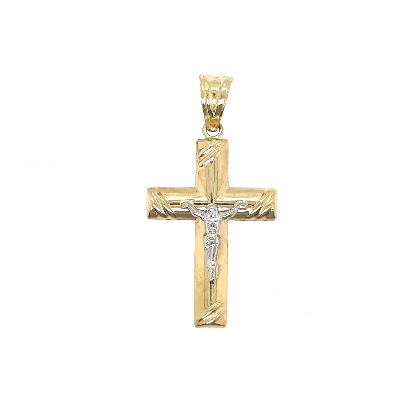 14k Two Tone Ripple Cross - General Design Jewelers