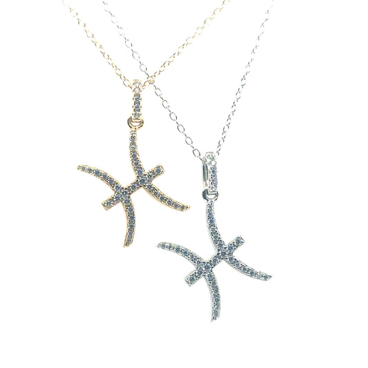 Sterling Silver Pisces Zodiac Necklace | 18" - General Design Jewelers