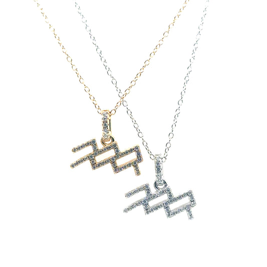 Sterling Silver Aquarius Zodiac Necklace | 18" - General Design Jewelers