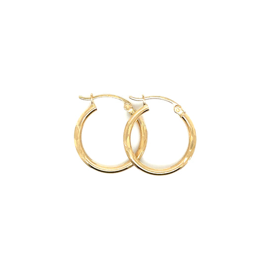 14k Yellow Gold Diamond Cut Hoop Earrings | .75" - General Design Jewelers