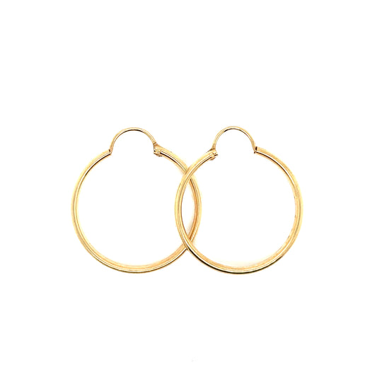 14k Yellow Gold Half Round Hoop Earrings | 1" - General Design Jewelers