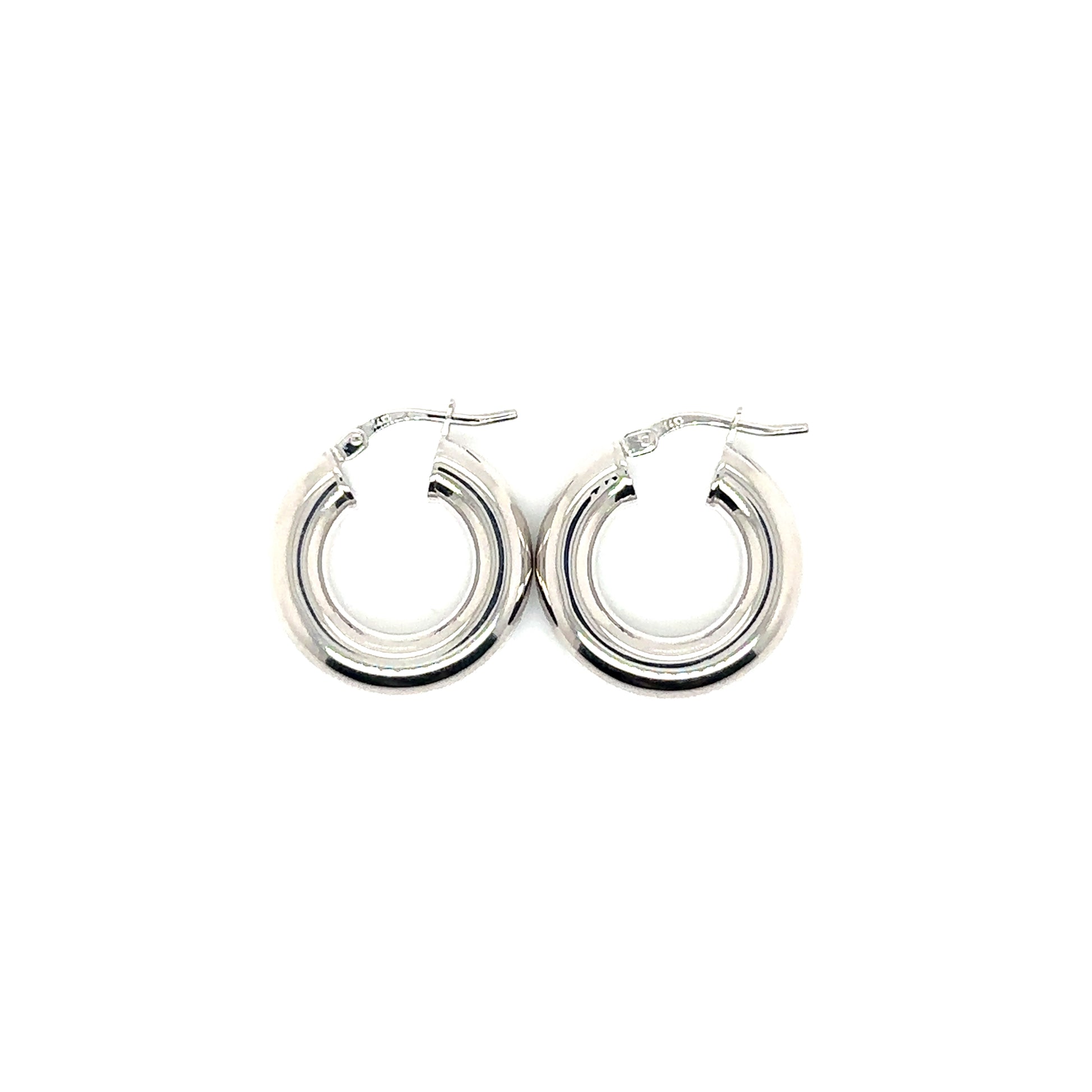 14k White Gold Chunky Hoop Earrings | .75" - General Design Jewelers