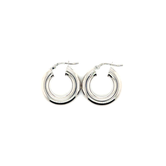 14k White Gold Chunky Hoop Earrings | .75" - General Design Jewelers