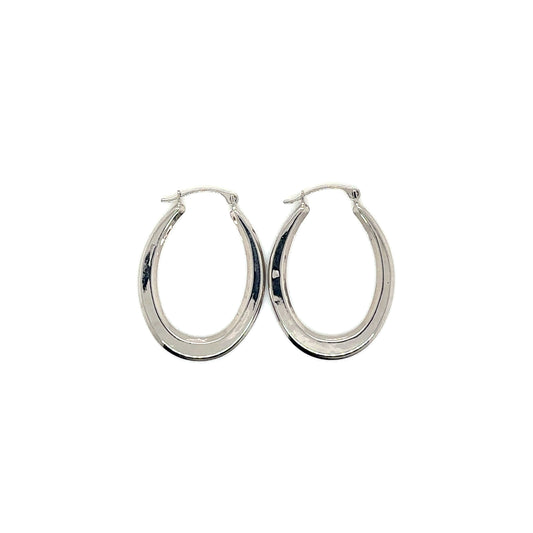 14k White Gold Oval Hoop Earrings | .75" - General Design Jewelers