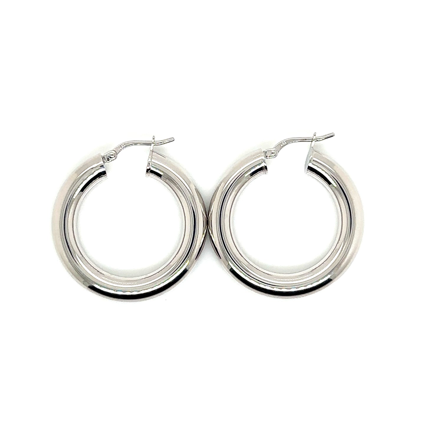 14k White Gold Chunky Hoop Earrings | 1" - General Design Jewelers