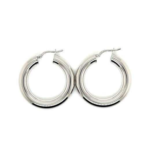 14k White Gold Chunky Hoop Earrings | 1" - General Design Jewelers