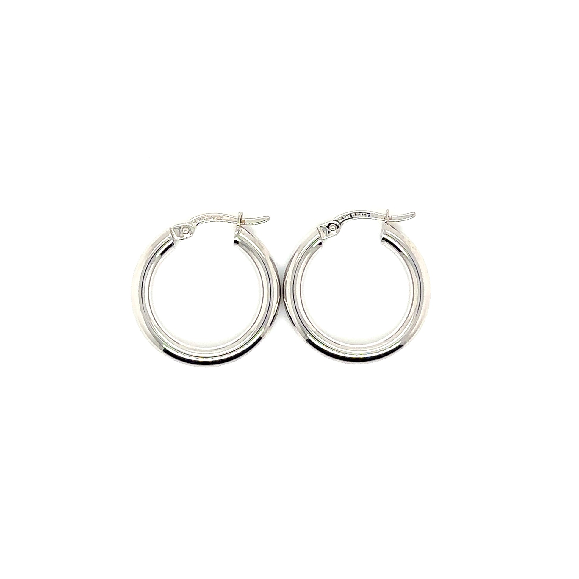 14k White Gold Plain Hoop Earrings | .75" - General Design Jewelers