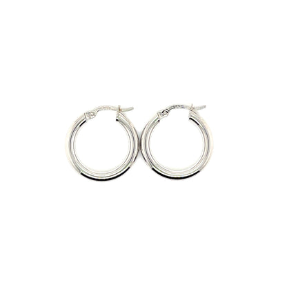 14k White Gold Plain Hoop Earrings | .75" - General Design Jewelers