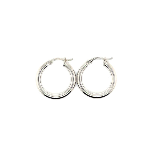 14k White Gold Plain Hoop Earrings | .75" - General Design Jewelers