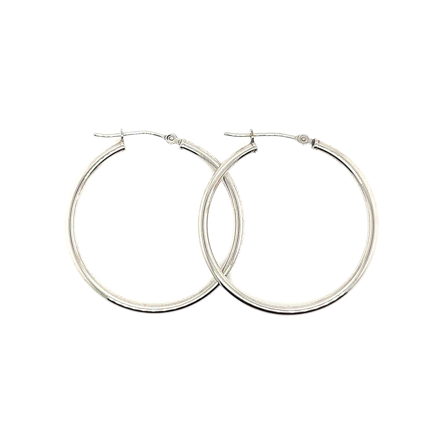 14K White Gold Plain Hoop Earrings | 1.25" - General Design Jewelers