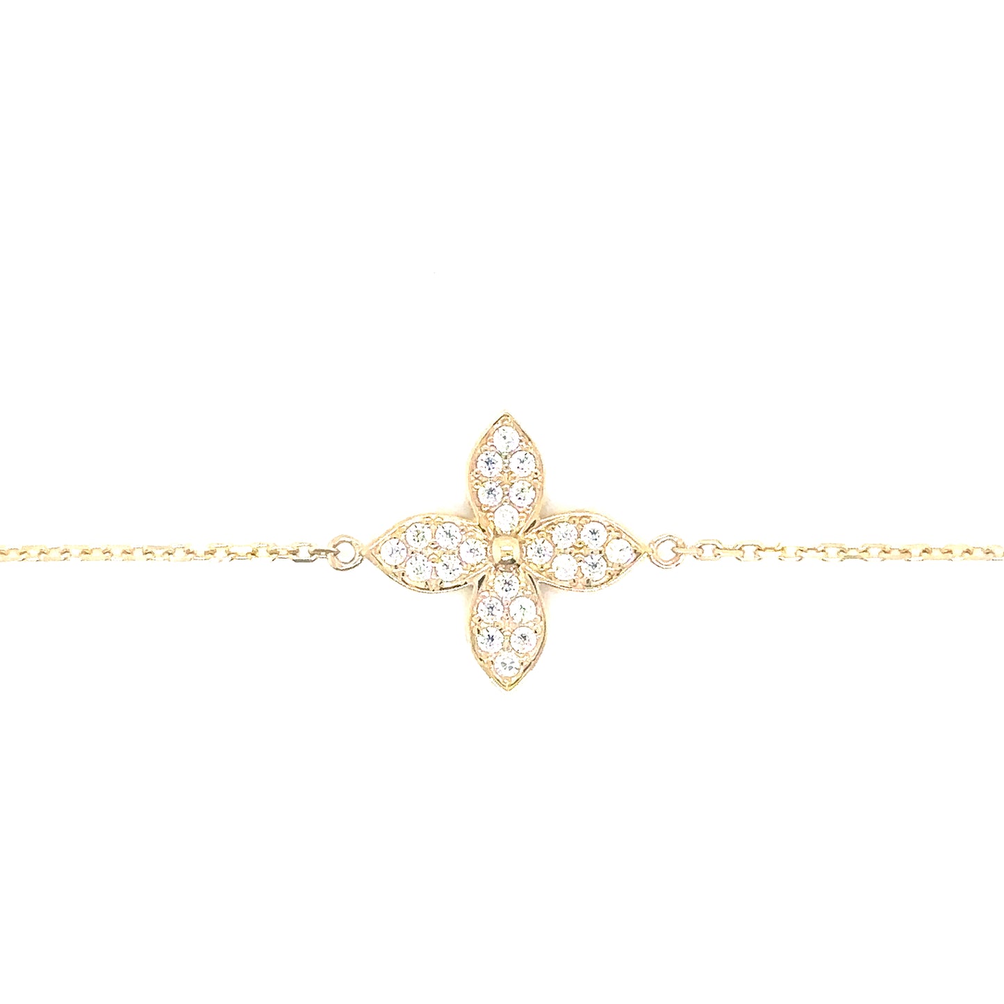 14k White Gold Clover Cable Chain Bracelet - General Design Jewelers