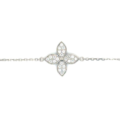14k White Gold Clover Cable Chain Bracelet - General Design Jewelers