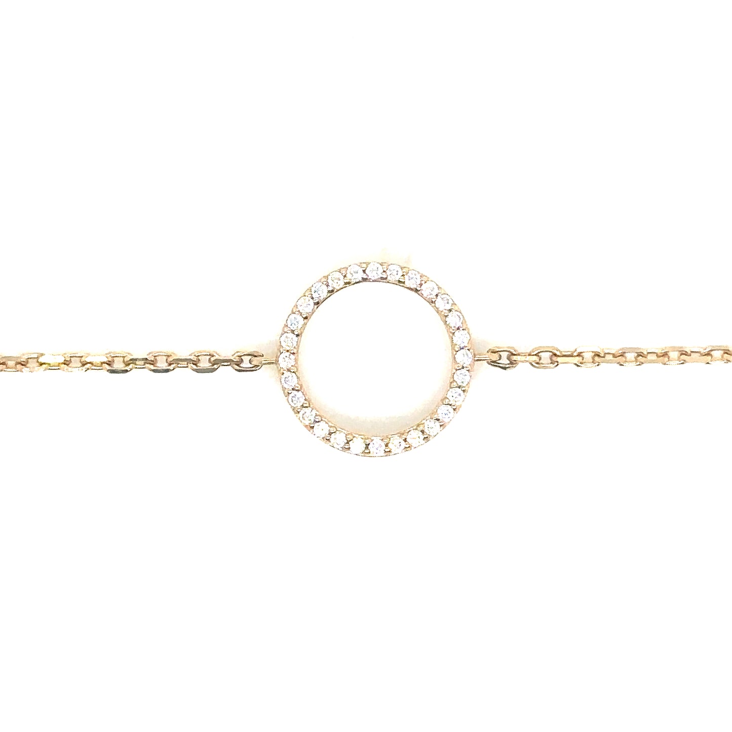 14k Yellow Gold Circle Outline Cable Chain Bracelet - General Design Jewelers