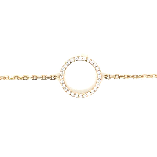 14k Yellow Gold Circle Outline Cable Chain Bracelet - General Design Jewelers