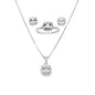 Sterling Silver Earring, Necklace, and Ring Set - April Diamond (Lab Created White Sapphire)