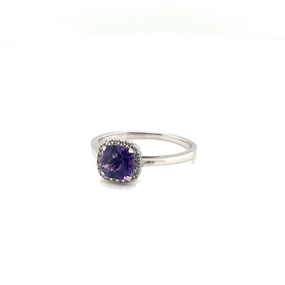 Sterling Silver Earring, Necklace, and Ring Set - February Amethyst