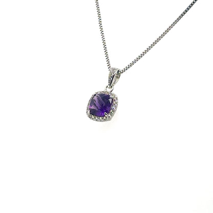 Sterling Silver Earring, Necklace, and Ring Set - February Amethyst
