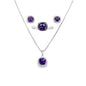 Sterling Silver Earring, Necklace, and Ring Set - February Amethyst
