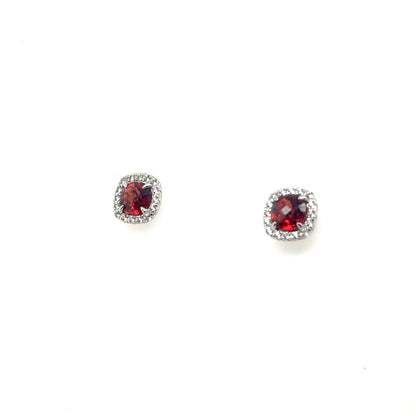 Sterling Silver Earring, Necklace, and Ring Set - January Garnet