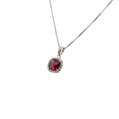 Sterling Silver Earring, Necklace, and Ring Set - January Garnet
