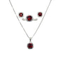 Sterling Silver Earring, Necklace, and Ring Set - January Garnet