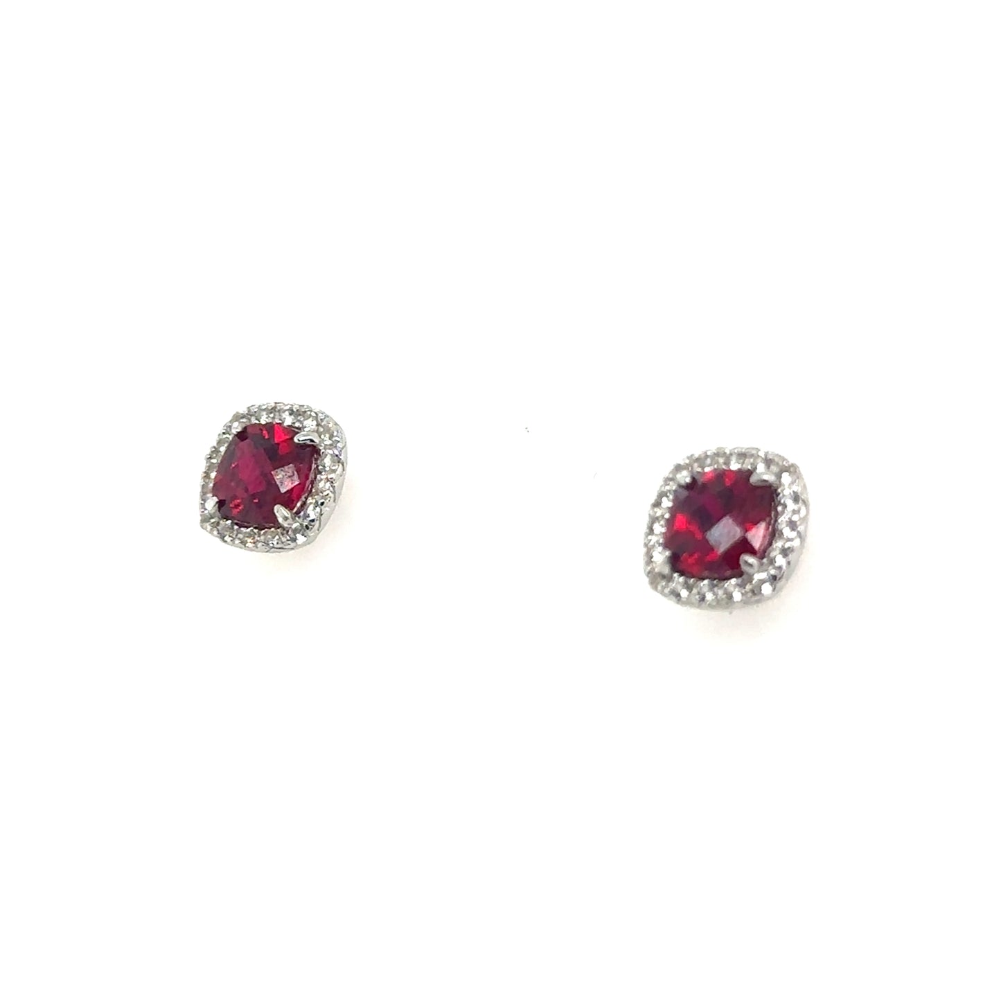 Sterling Silver Earring, Necklace, and Ring Set - July Ruby
