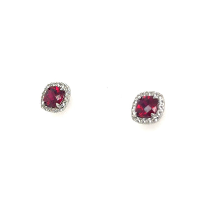 Sterling Silver Earring, Necklace, and Ring Set - July Ruby