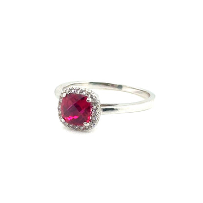 Sterling Silver Earring, Necklace, and Ring Set - July Ruby