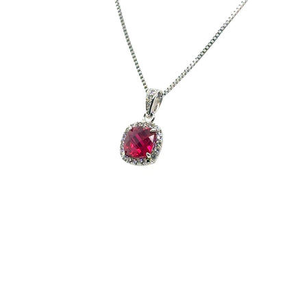 Sterling Silver Earring, Necklace, and Ring Set - July Ruby