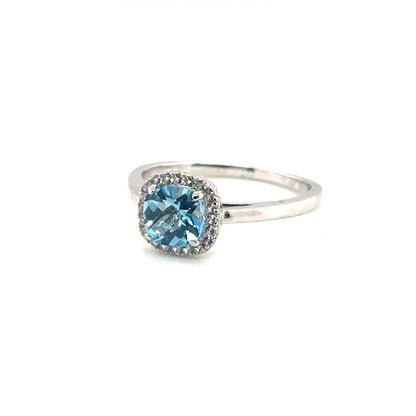 Sterling Silver Earring, Necklace, and Ring Set - March Aquamarine