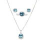 Sterling Silver Earring, Necklace, and Ring Set - March Aquamarine