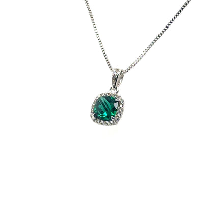 Sterling Silver Earring, Necklace, and Ring Set - May Emerald